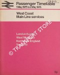 Passenger Timetable West Coast Main Line Services - London Euston, West Midlands, Northwest England, Scotland, 5 May 1975 to 2 May 1976 by British Rail